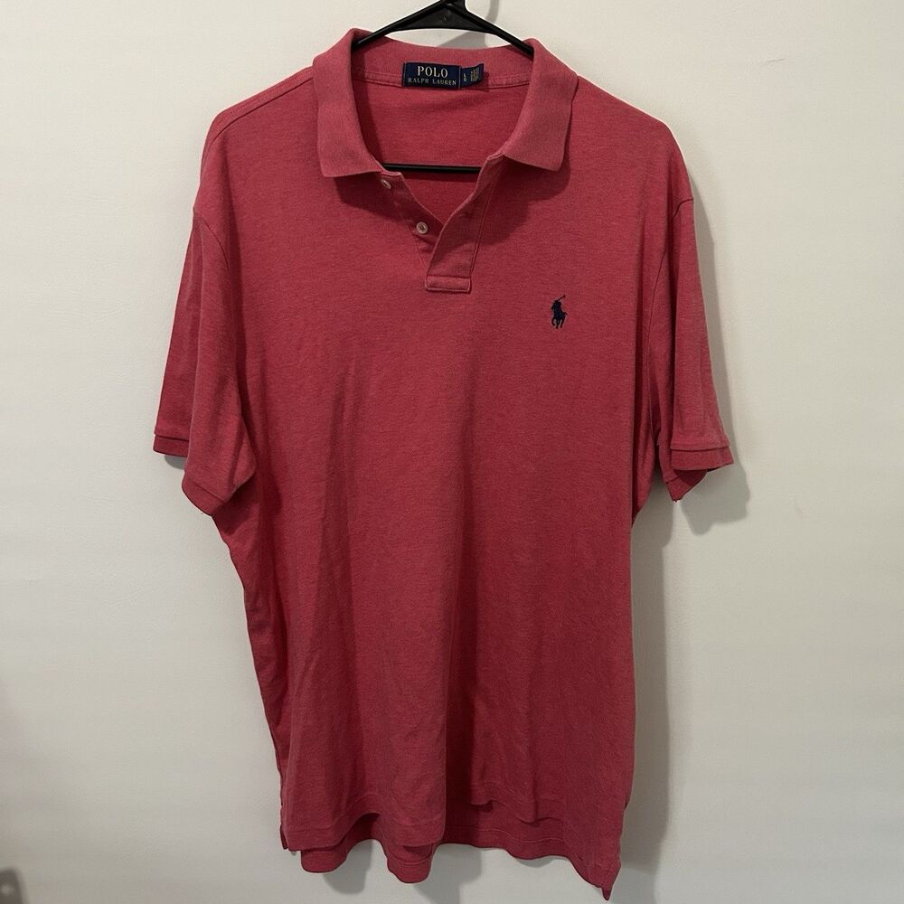 Polo Ralph Lauren Polo Shirt Mens Large Heathered Red Casual Short Sleeve Preppy